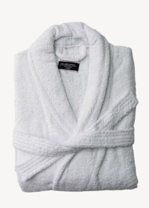 White Shawl Collar Bathrobe